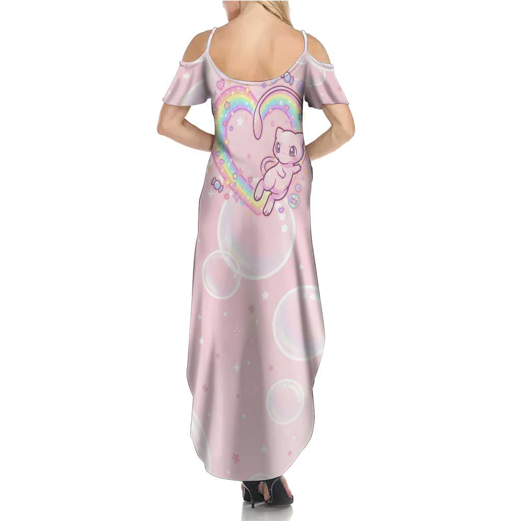 Mew Family Matching Summer Maxi Dress and Hawaiian Shirt Pastel Kawaii Bubble Art