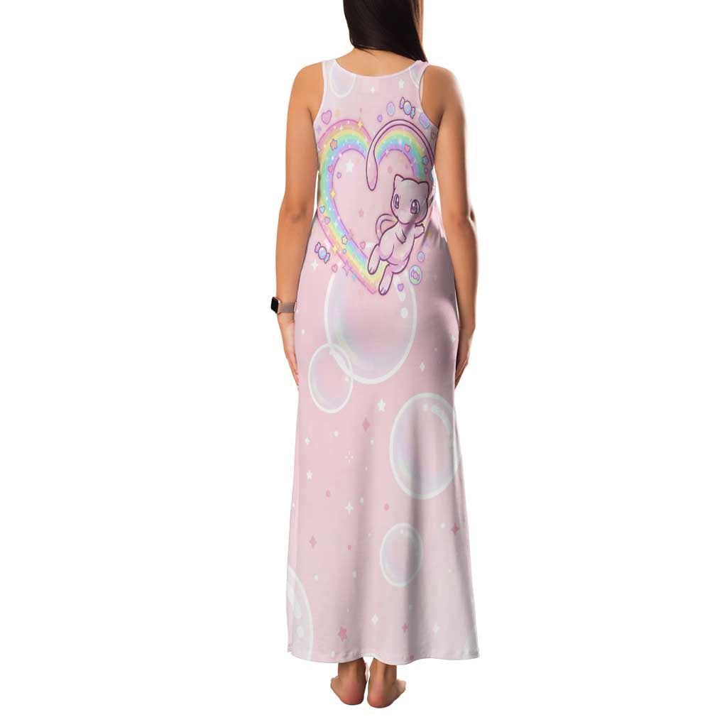 Mew Family Matching Tank Maxi Dress and Hawaiian Shirt Pastel Kawaii Bubble Art