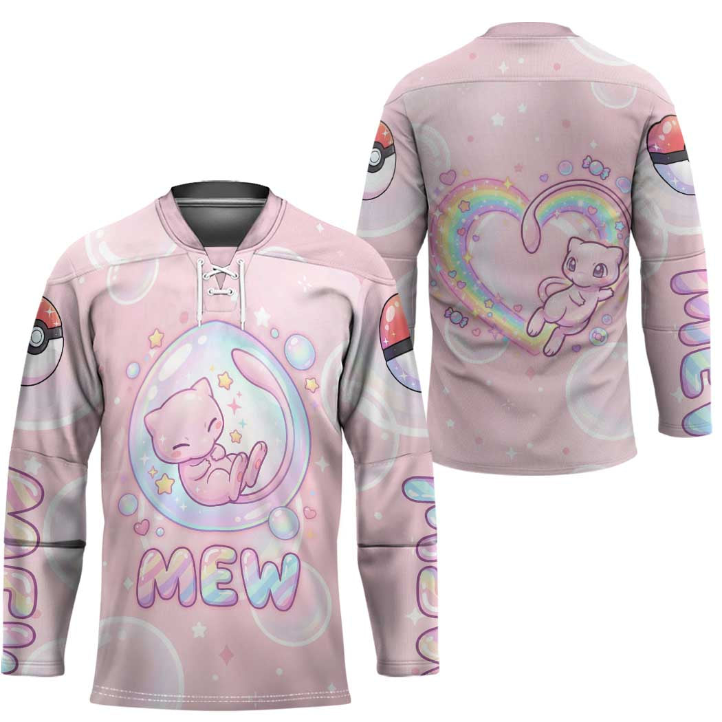 Mew Hockey Jersey Pastel Kawaii Bubble Art