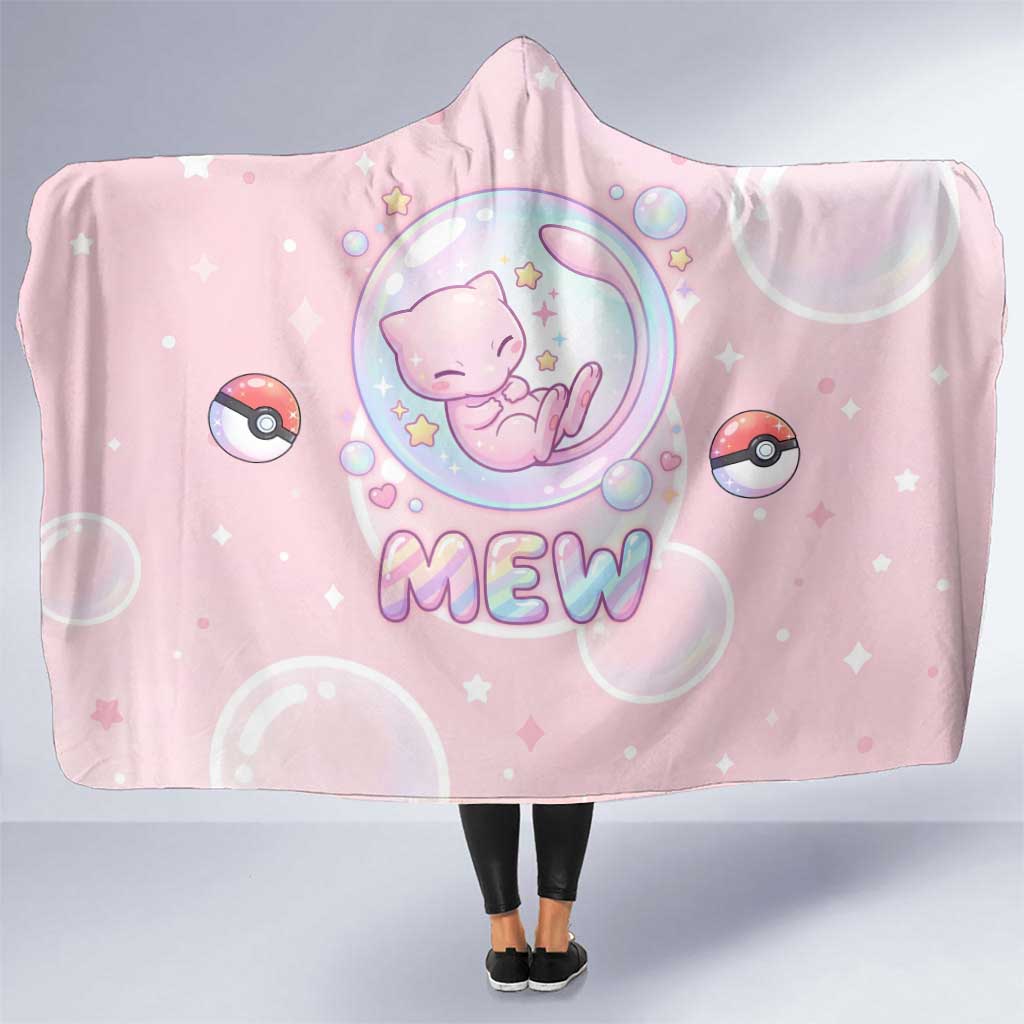 Mew Hooded Blanket Pastel Kawaii Bubble Art