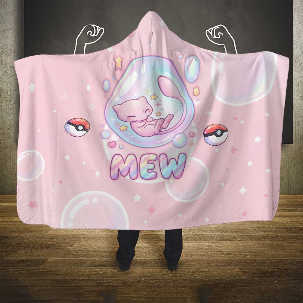 Mew Hooded Blanket Pastel Kawaii Bubble Art