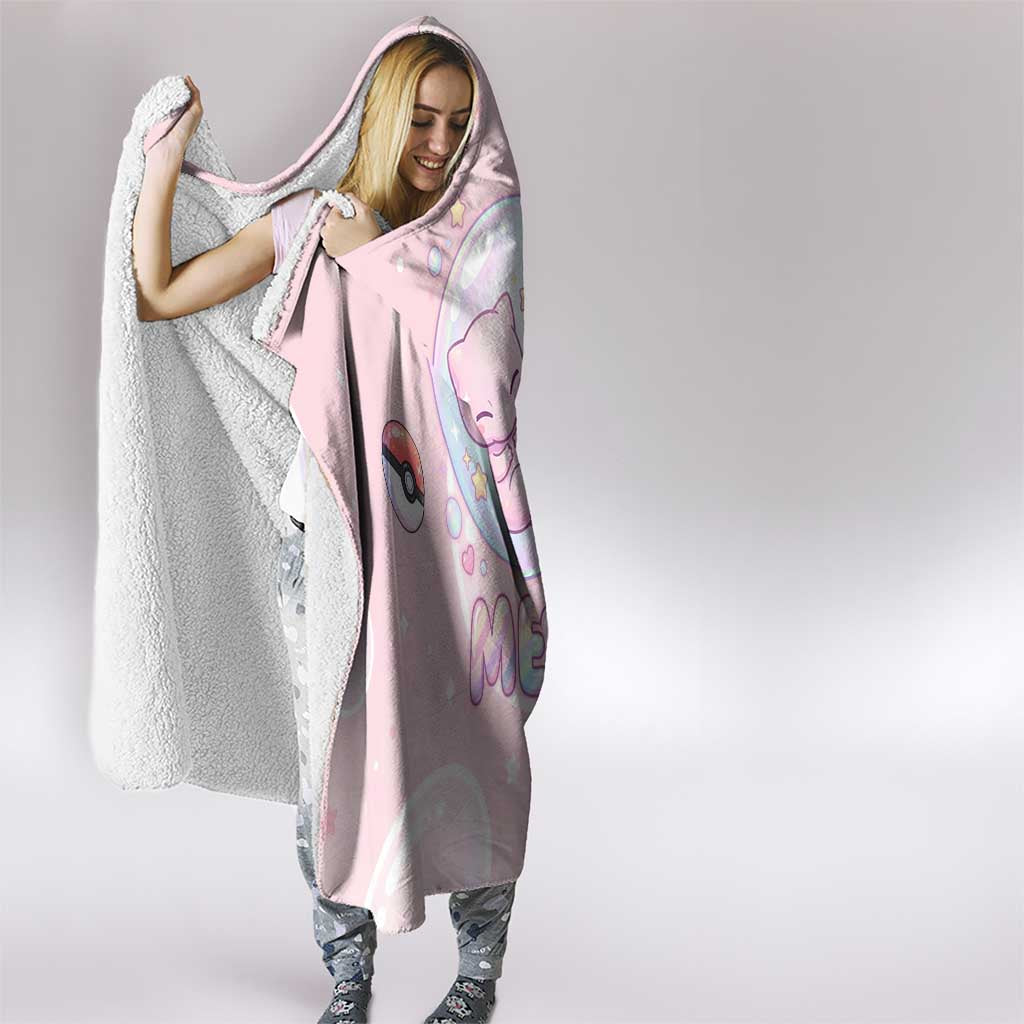Mew Hooded Blanket Pastel Kawaii Bubble Art