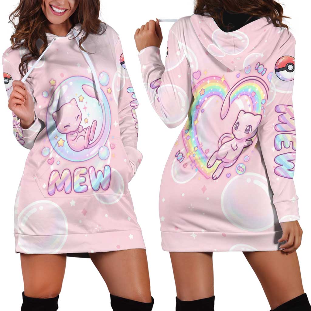 Mew Hoodie Dress Pastel Kawaii Bubble Art