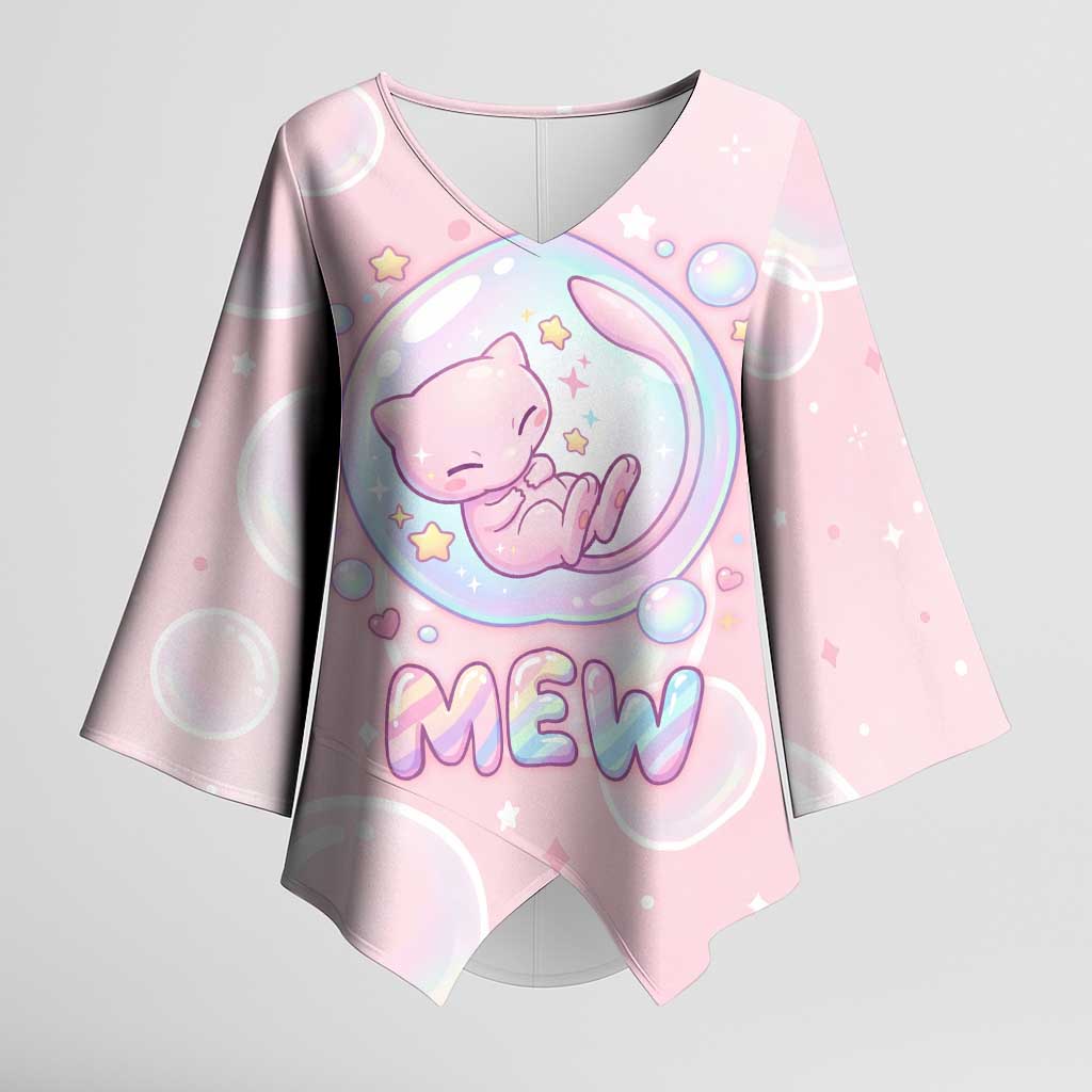 Mew Kimono Sleeve Blouse Pastel Kawaii Bubble Art