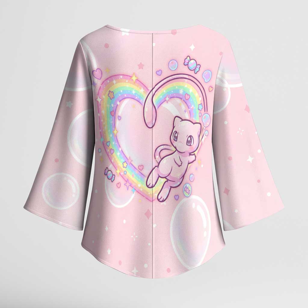 Mew Kimono Sleeve Blouse Pastel Kawaii Bubble Art