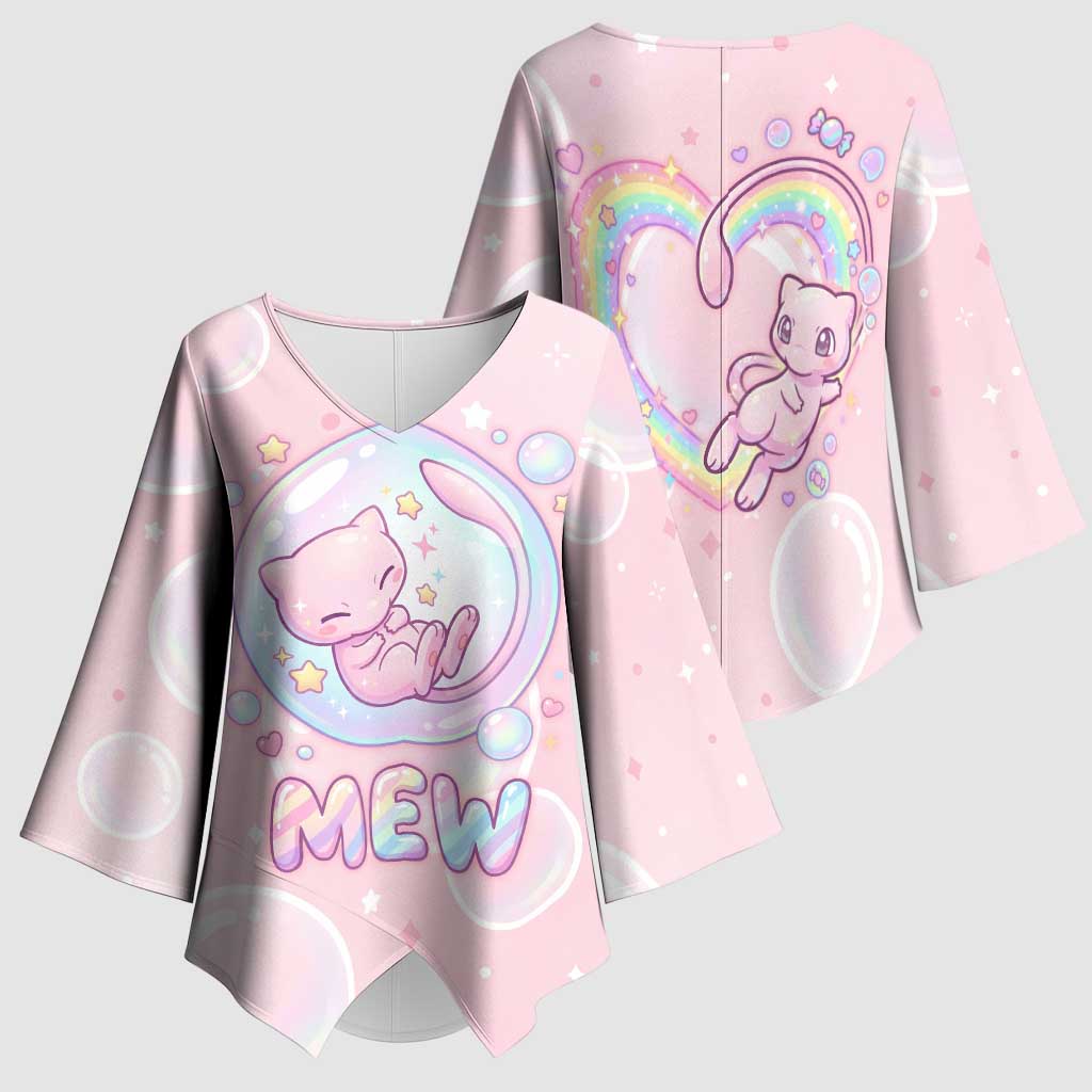 Mew Kimono Sleeve Blouse Pastel Kawaii Bubble Art