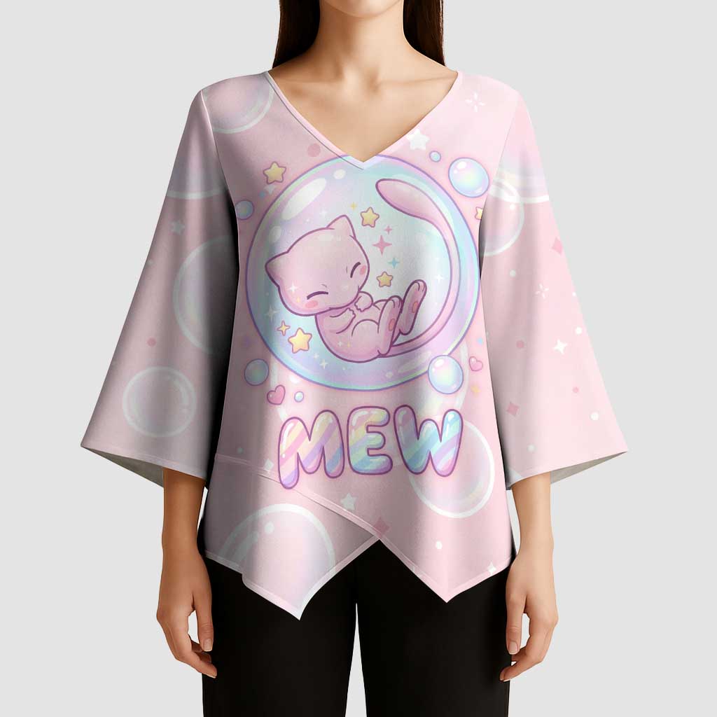 Mew Kimono Sleeve Blouse Pastel Kawaii Bubble Art