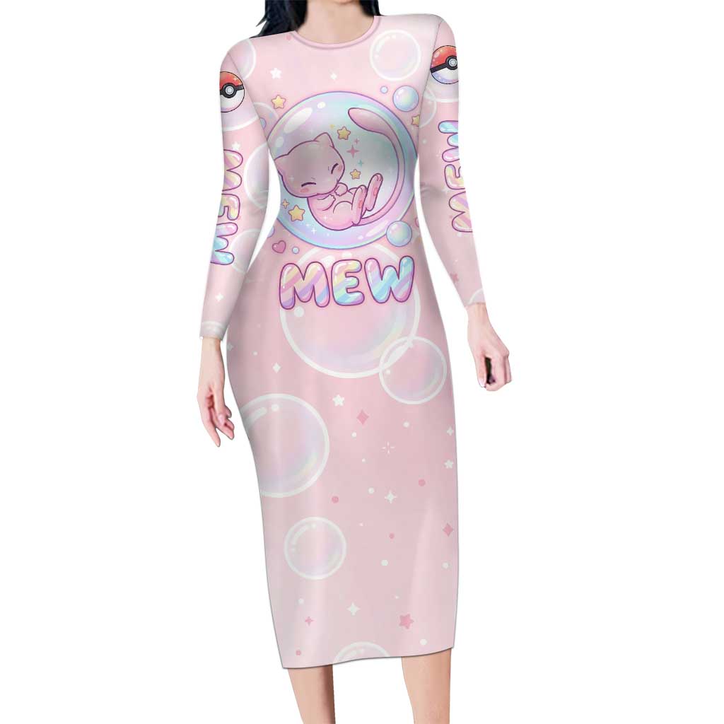 Mew Long Sleeve Bodycon Dress Pastel Kawaii Bubble Art