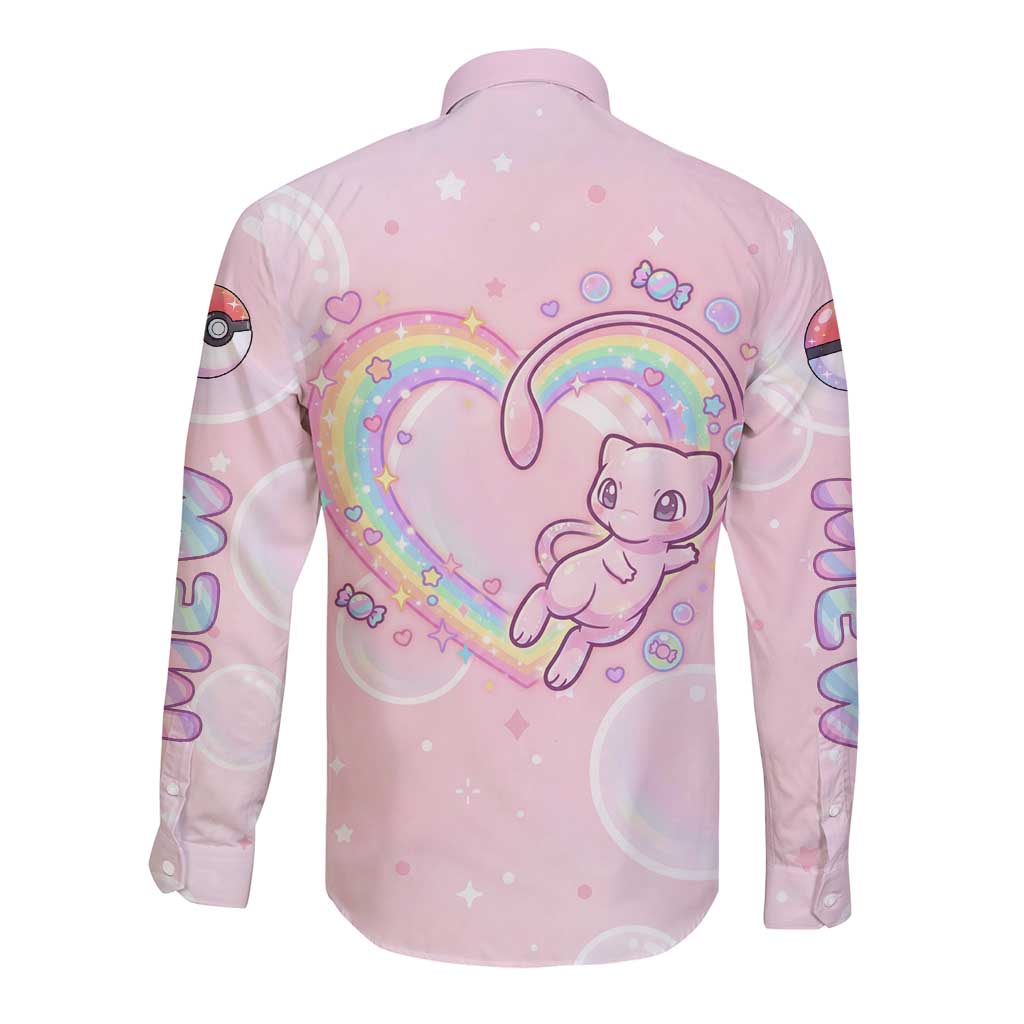 Mew Long Sleeve Button Shirt Pastel Kawaii Bubble Art