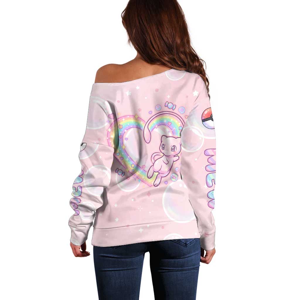 Mew Off Shoulder Sweater Pastel Kawaii Bubble Art