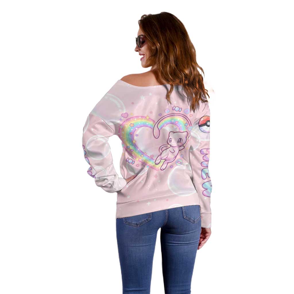 Mew Off Shoulder Sweater Pastel Kawaii Bubble Art