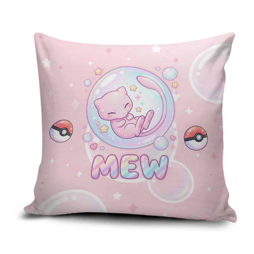 Mew Pillow Cover Pastel Kawaii Bubble Art
