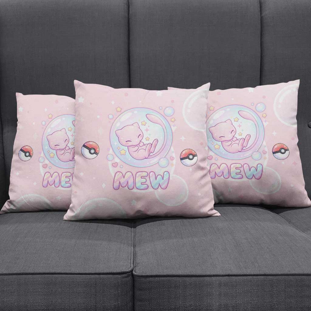 Mew Pillow Cover Pastel Kawaii Bubble Art