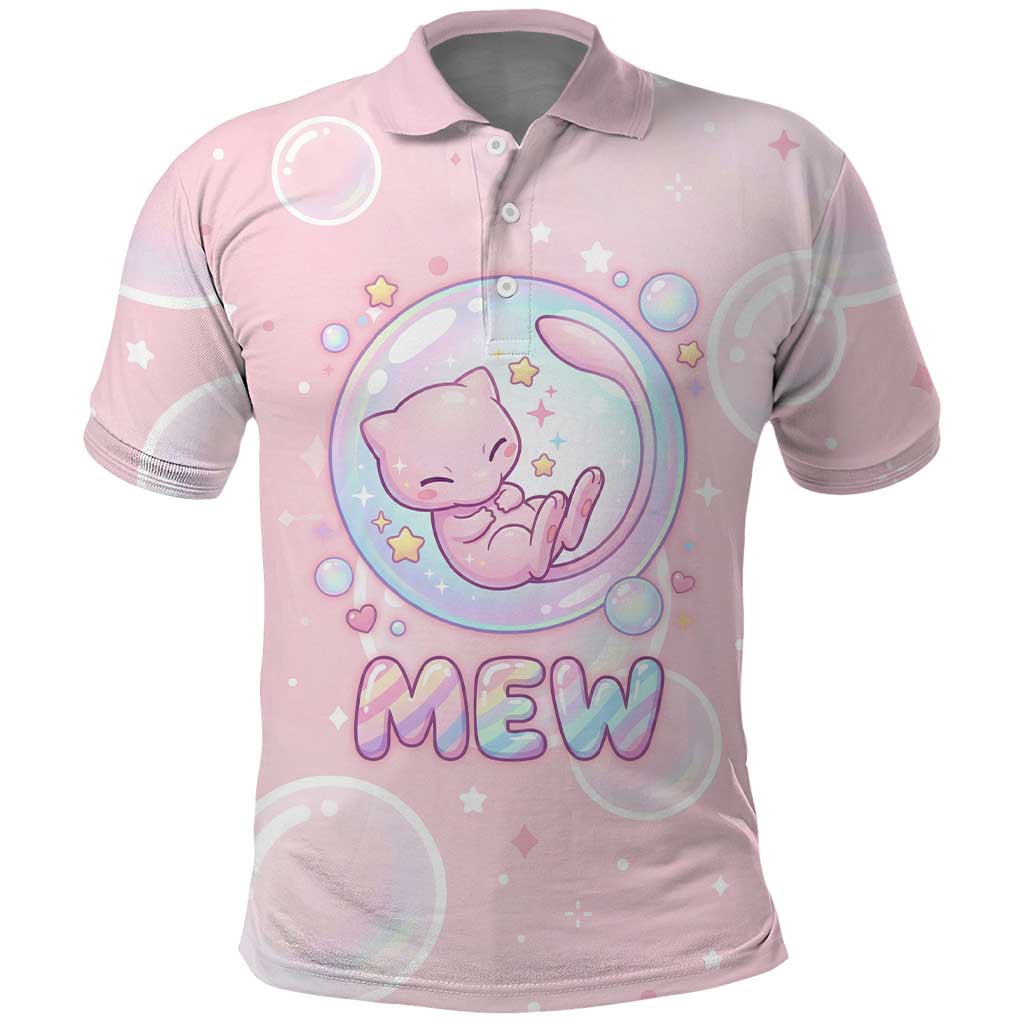Mew Polo Shirt Pastel Kawaii Bubble Art