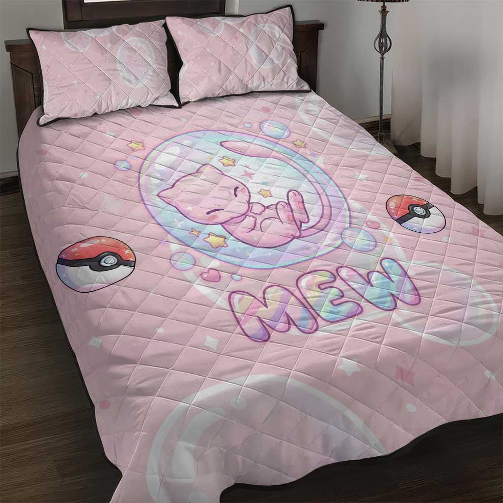 Mew Quilt Bed Set Pastel Kawaii Bubble Art