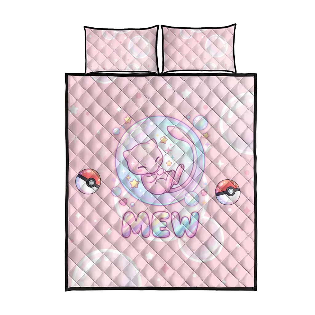 Mew Quilt Bed Set Pastel Kawaii Bubble Art
