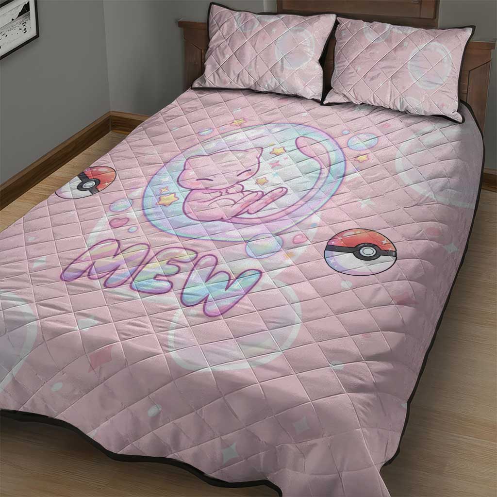 Mew Quilt Bed Set Pastel Kawaii Bubble Art