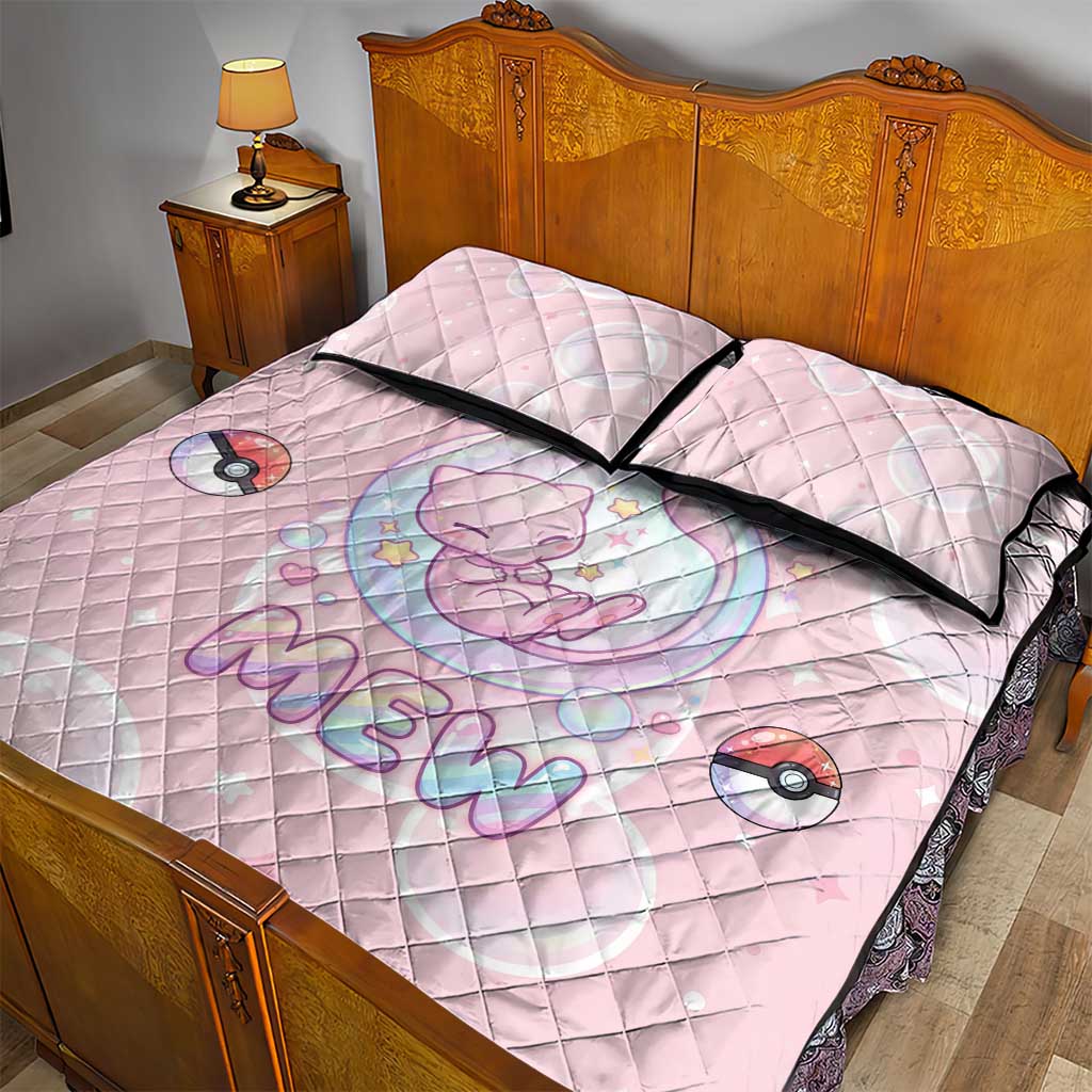 Mew Quilt Bed Set Pastel Kawaii Bubble Art