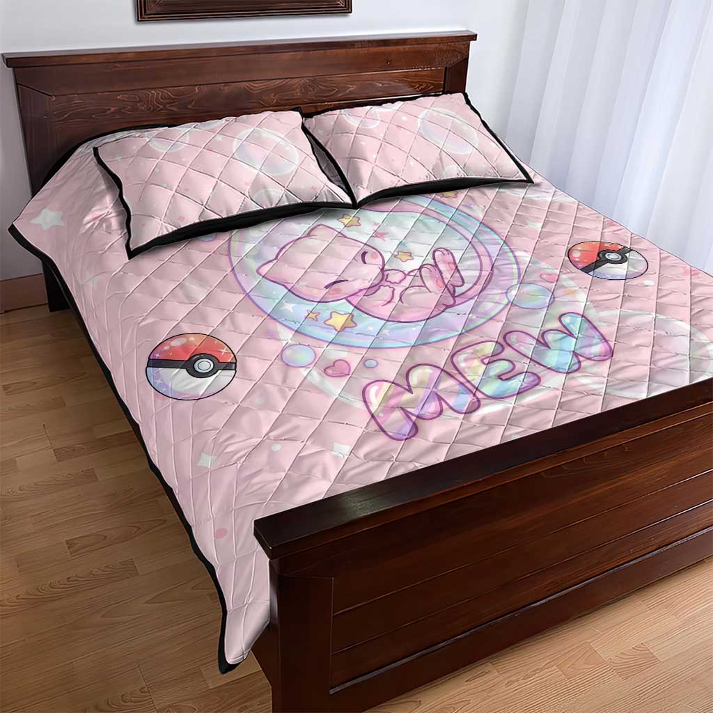 Mew Quilt Bed Set Pastel Kawaii Bubble Art