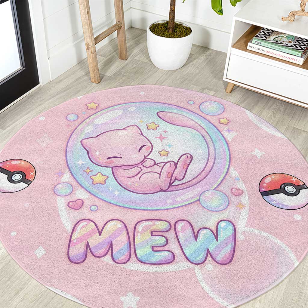Mew Round Carpet Pastel Kawaii Bubble Art