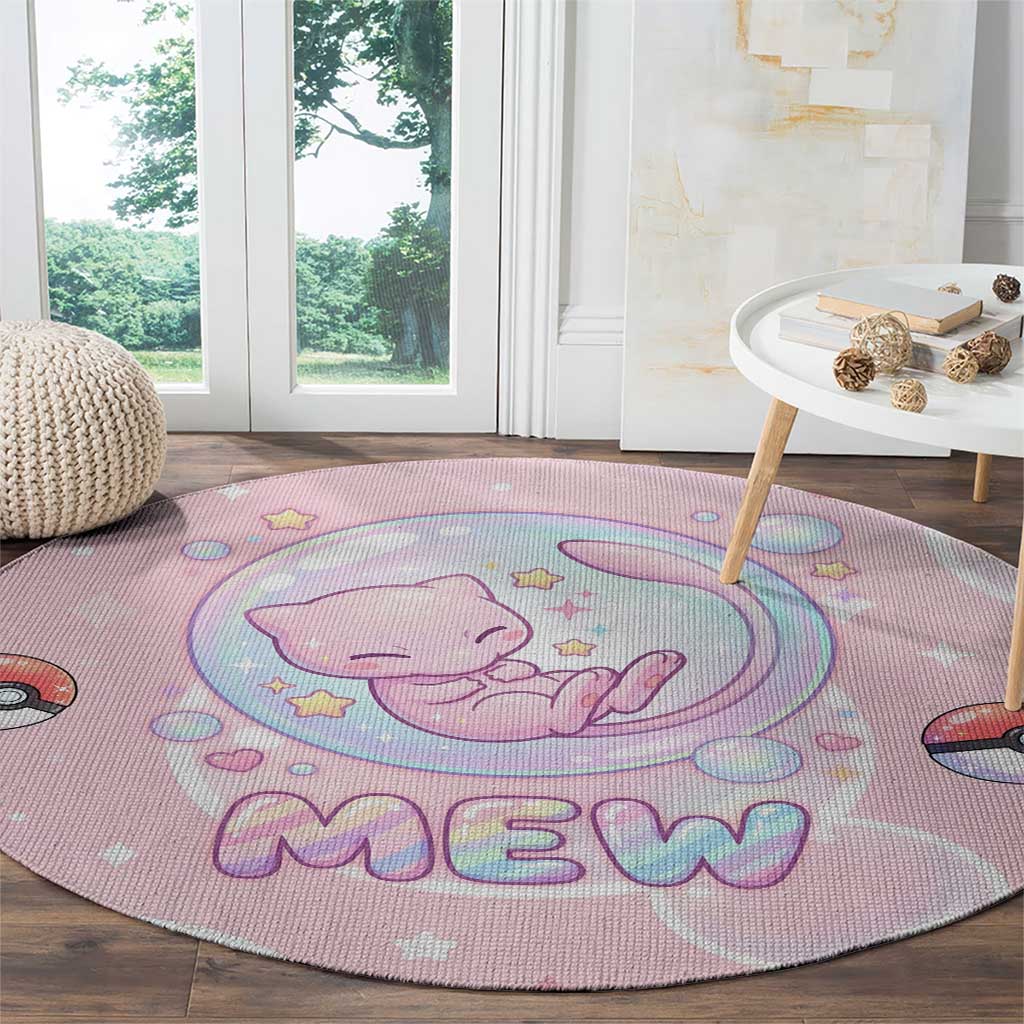 Mew Round Carpet Pastel Kawaii Bubble Art