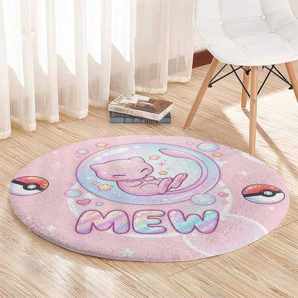 Mew Round Carpet Pastel Kawaii Bubble Art