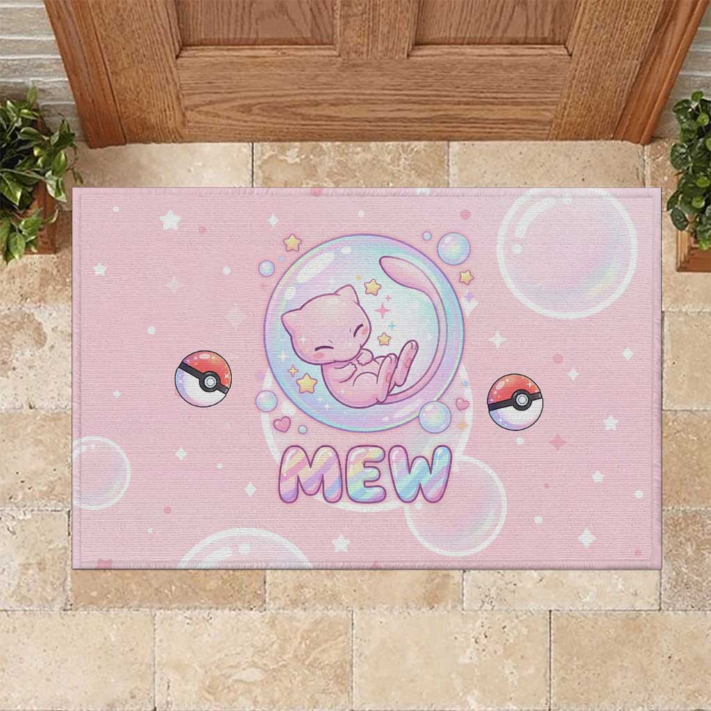 Mew Rubber Doormat Pastel Kawaii Bubble Art