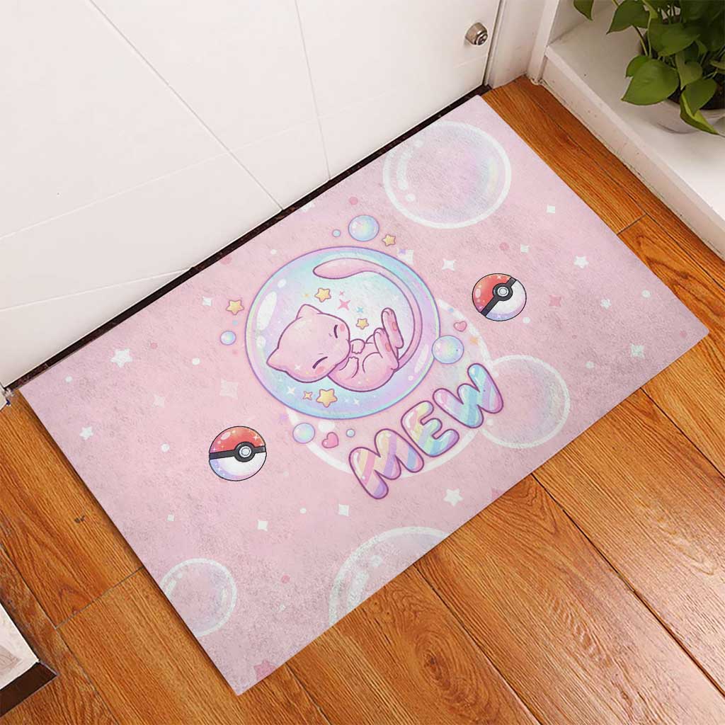 Mew Rubber Doormat Pastel Kawaii Bubble Art