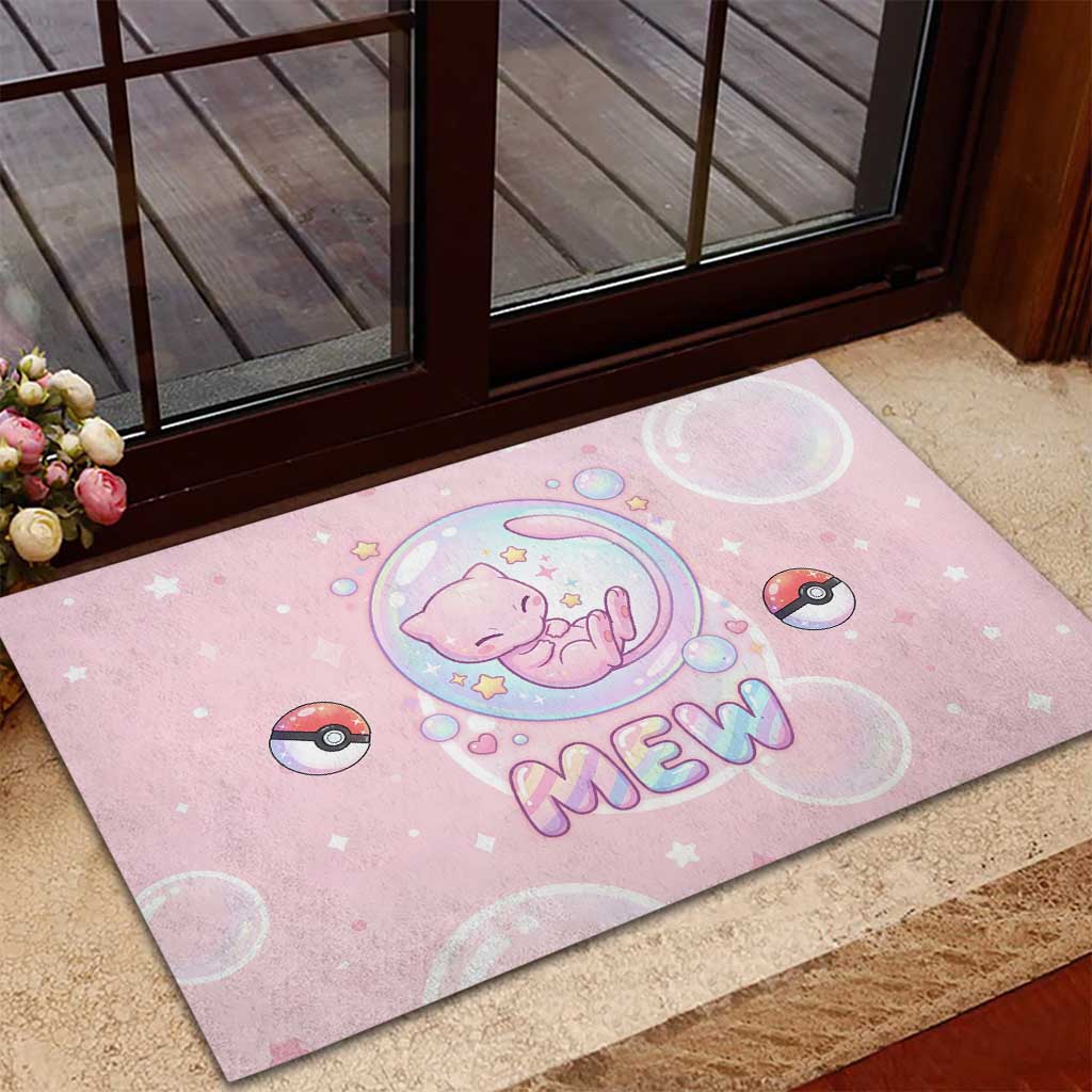 Mew Rubber Doormat Pastel Kawaii Bubble Art