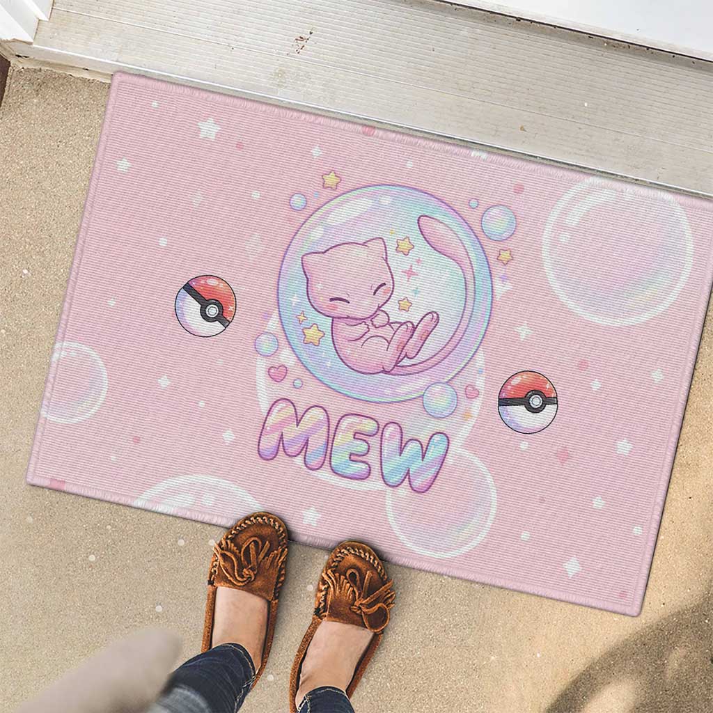 Mew Rubber Doormat Pastel Kawaii Bubble Art