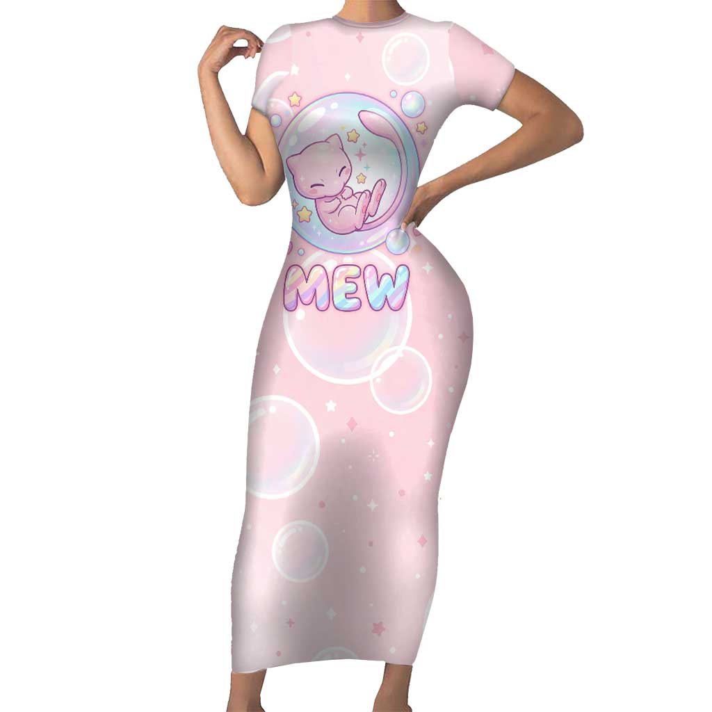 Mew Short Sleeve Bodycon Dress Pastel Kawaii Bubble Art