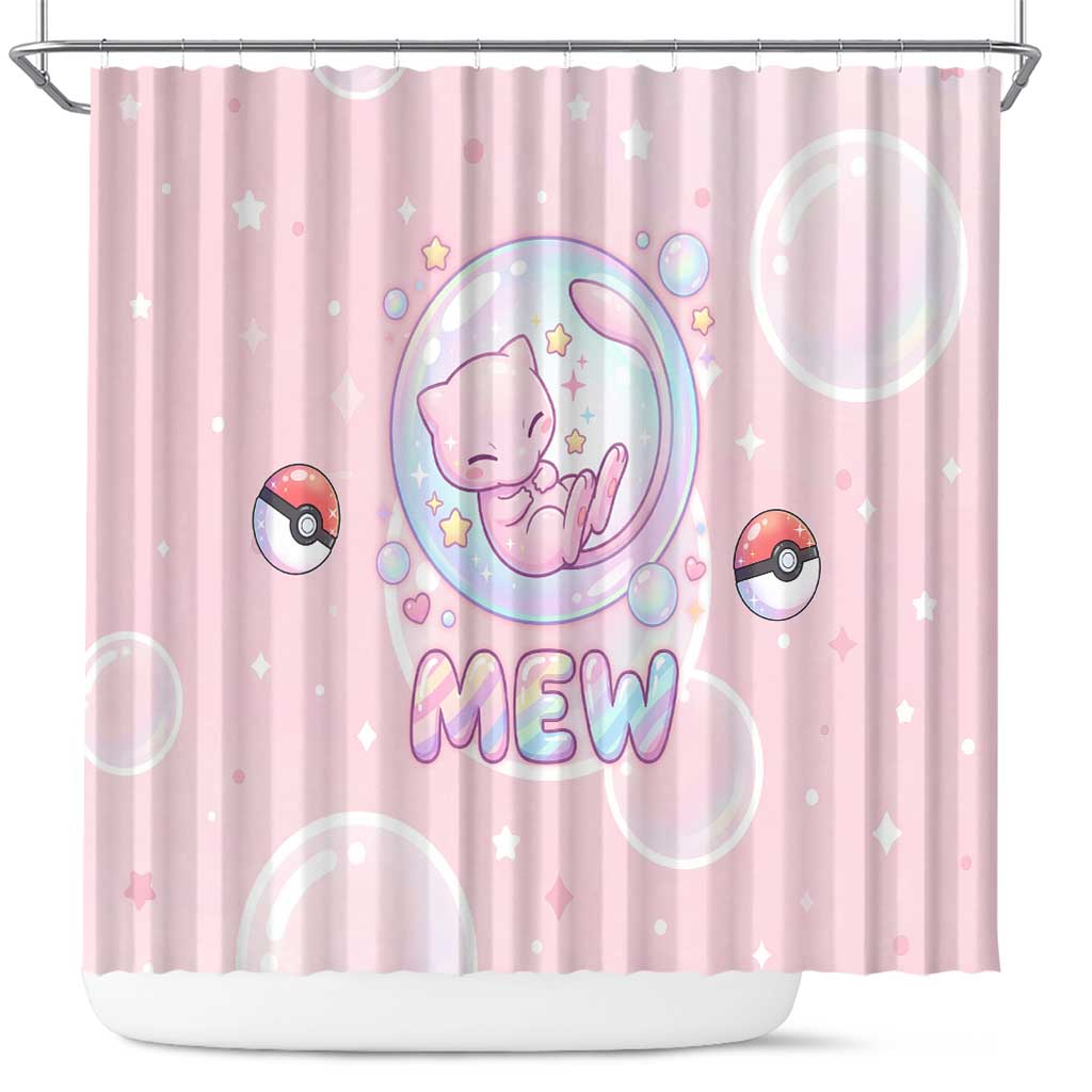 Mew Shower Curtain Pastel Kawaii Bubble Art