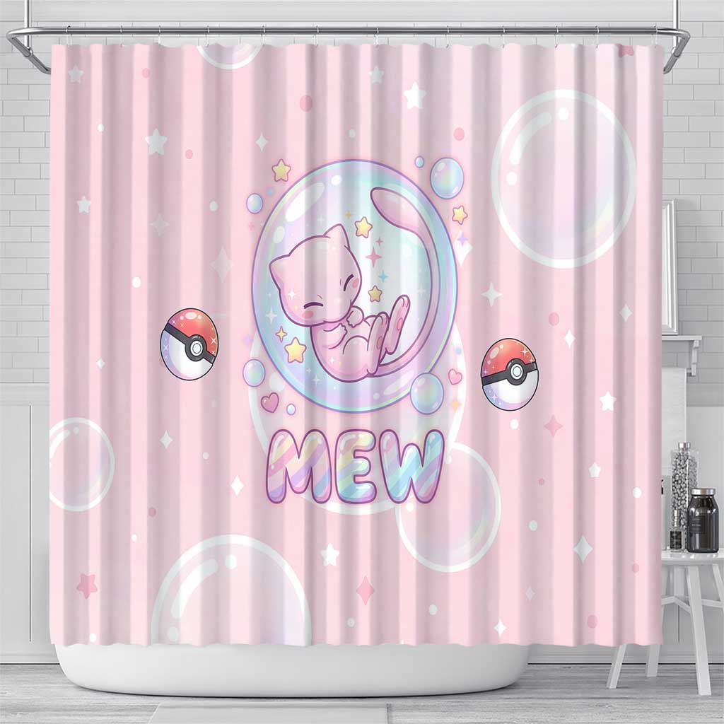 Mew Shower Curtain Pastel Kawaii Bubble Art