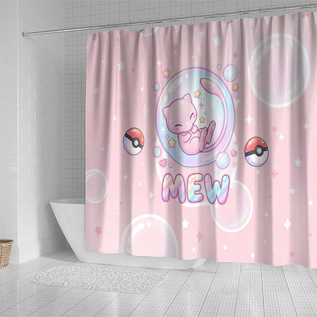 Mew Shower Curtain Pastel Kawaii Bubble Art