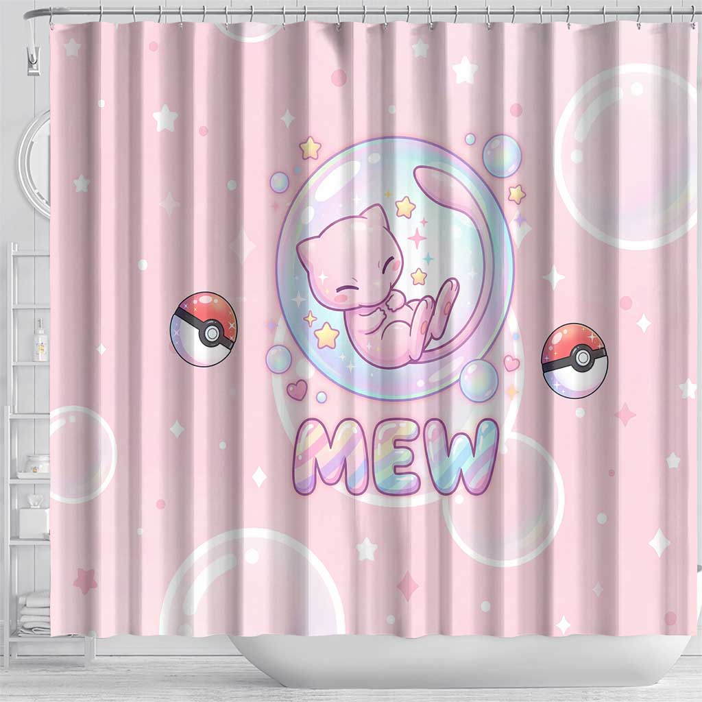 Mew Shower Curtain Pastel Kawaii Bubble Art