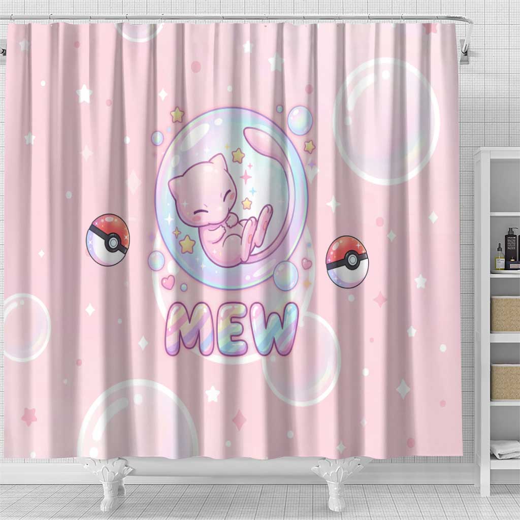 Mew Shower Curtain Pastel Kawaii Bubble Art