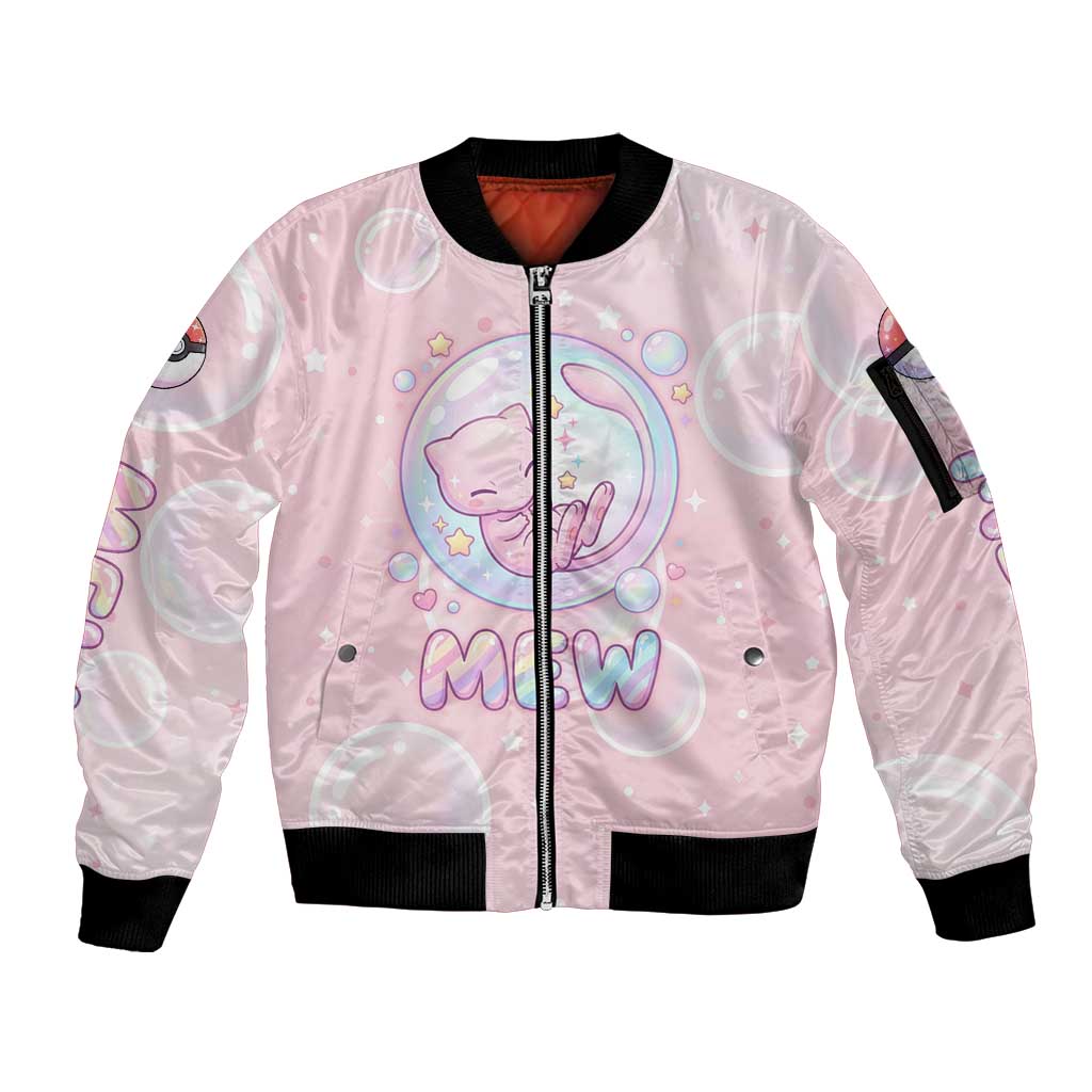 Mew Sleeve Zip Bomber Jacket Pastel Kawaii Bubble Art