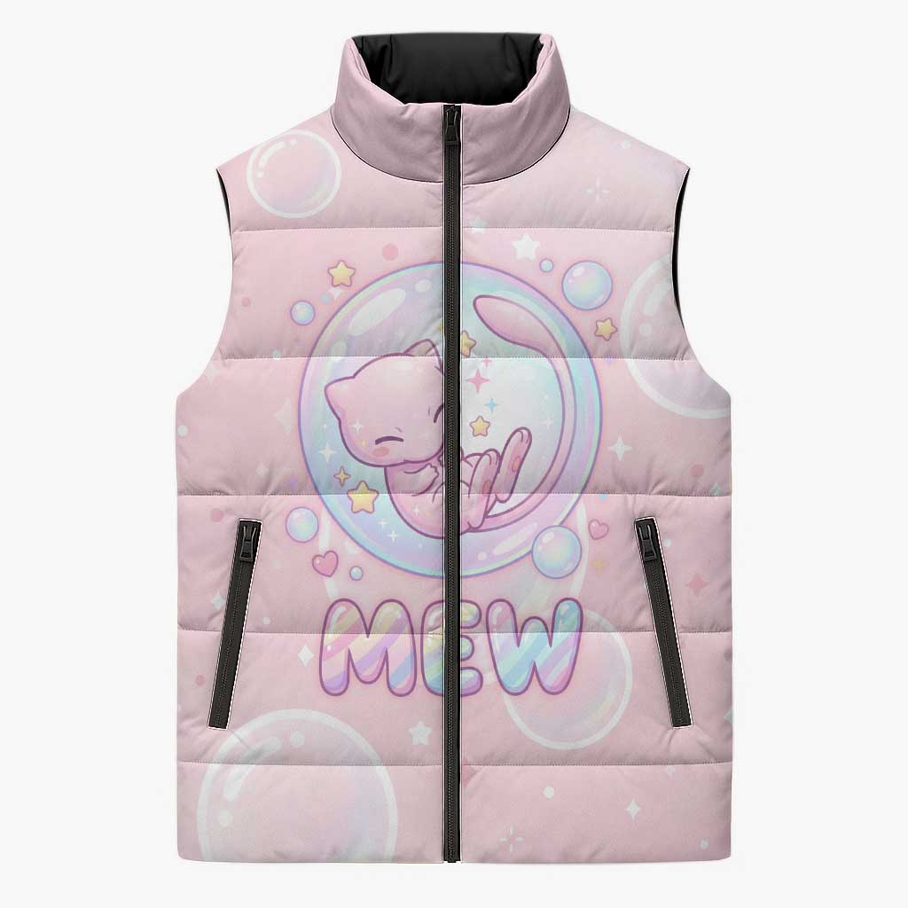 Mew Sleeveless Puffer Jacket Pastel Kawaii Bubble Art