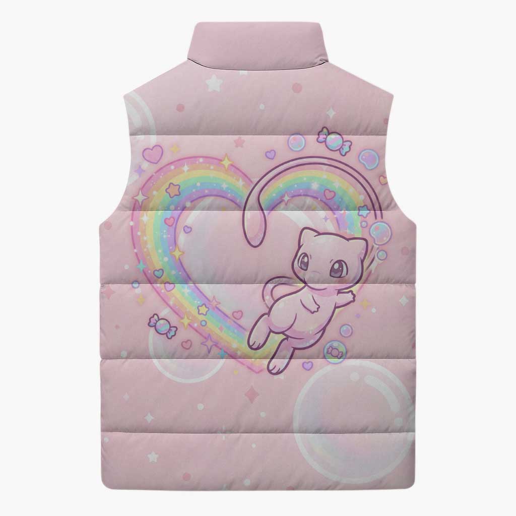 Mew Sleeveless Puffer Jacket Pastel Kawaii Bubble Art