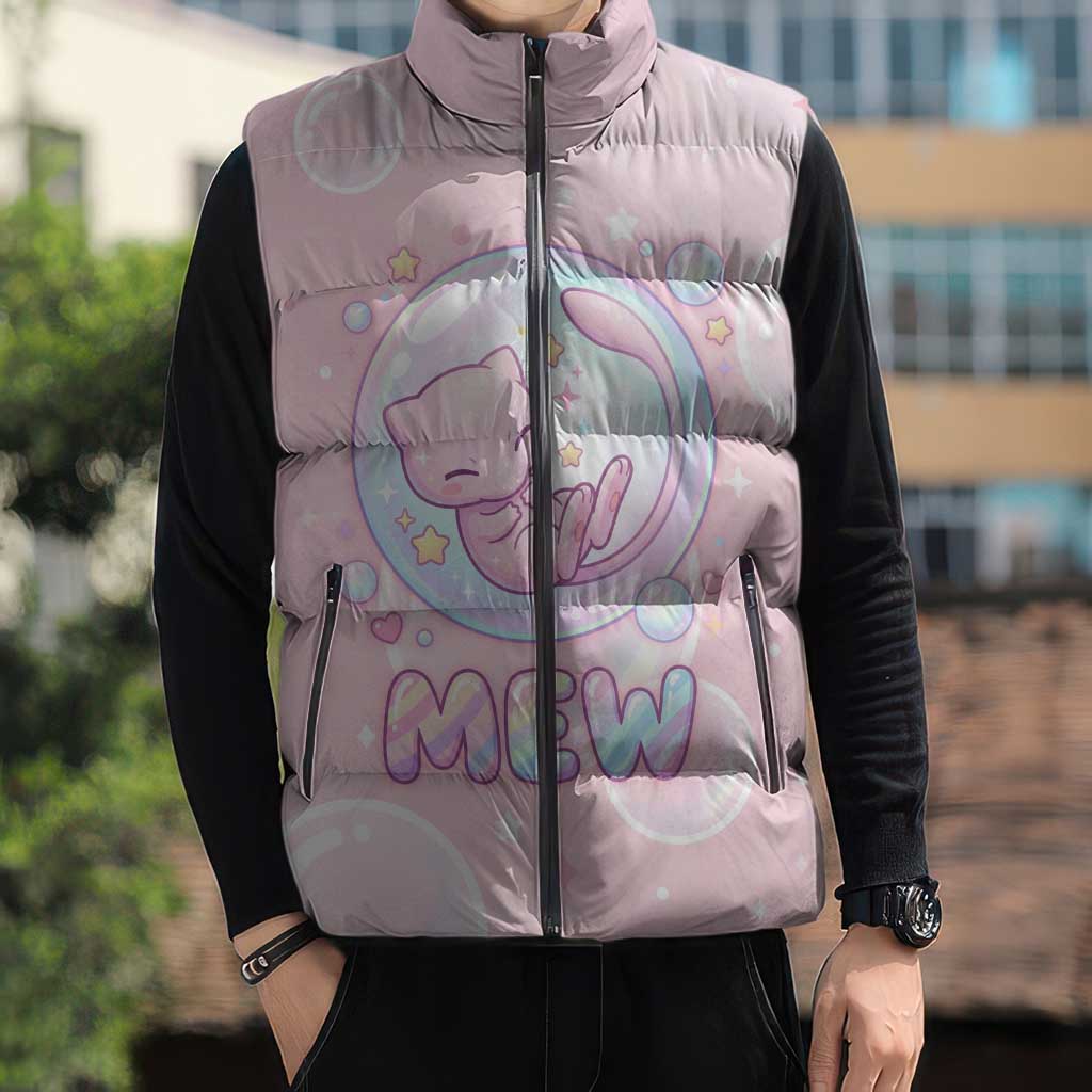 Mew Sleeveless Puffer Jacket Pastel Kawaii Bubble Art
