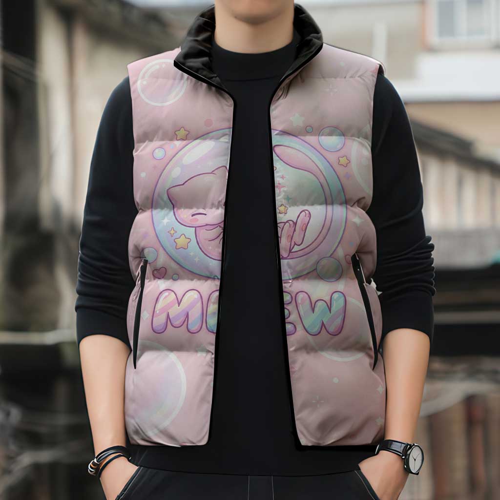 Mew Sleeveless Puffer Jacket Pastel Kawaii Bubble Art