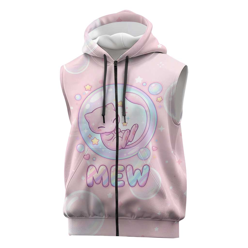 Mew Sleeveless Zip Hoodie Pastel Kawaii Bubble Art