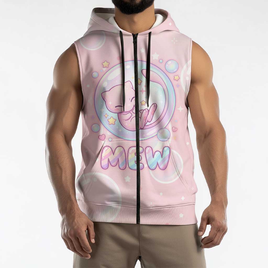 Mew Sleeveless Zip Hoodie Pastel Kawaii Bubble Art