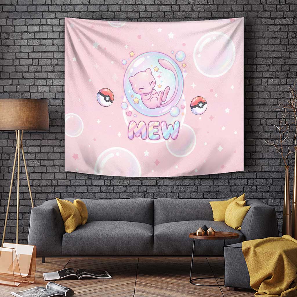 Mew Tapestry Pastel Kawaii Bubble Art