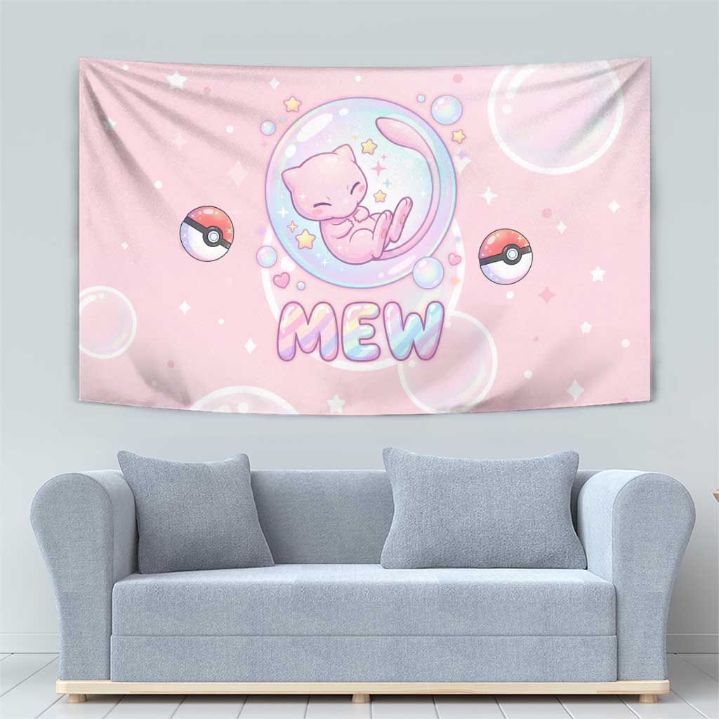 Mew Tapestry Pastel Kawaii Bubble Art