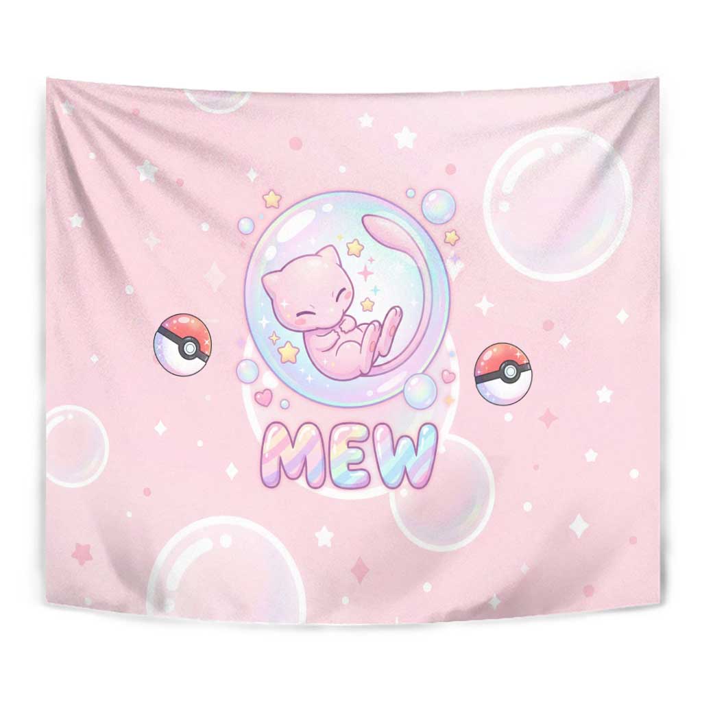 Mew Tapestry Pastel Kawaii Bubble Art