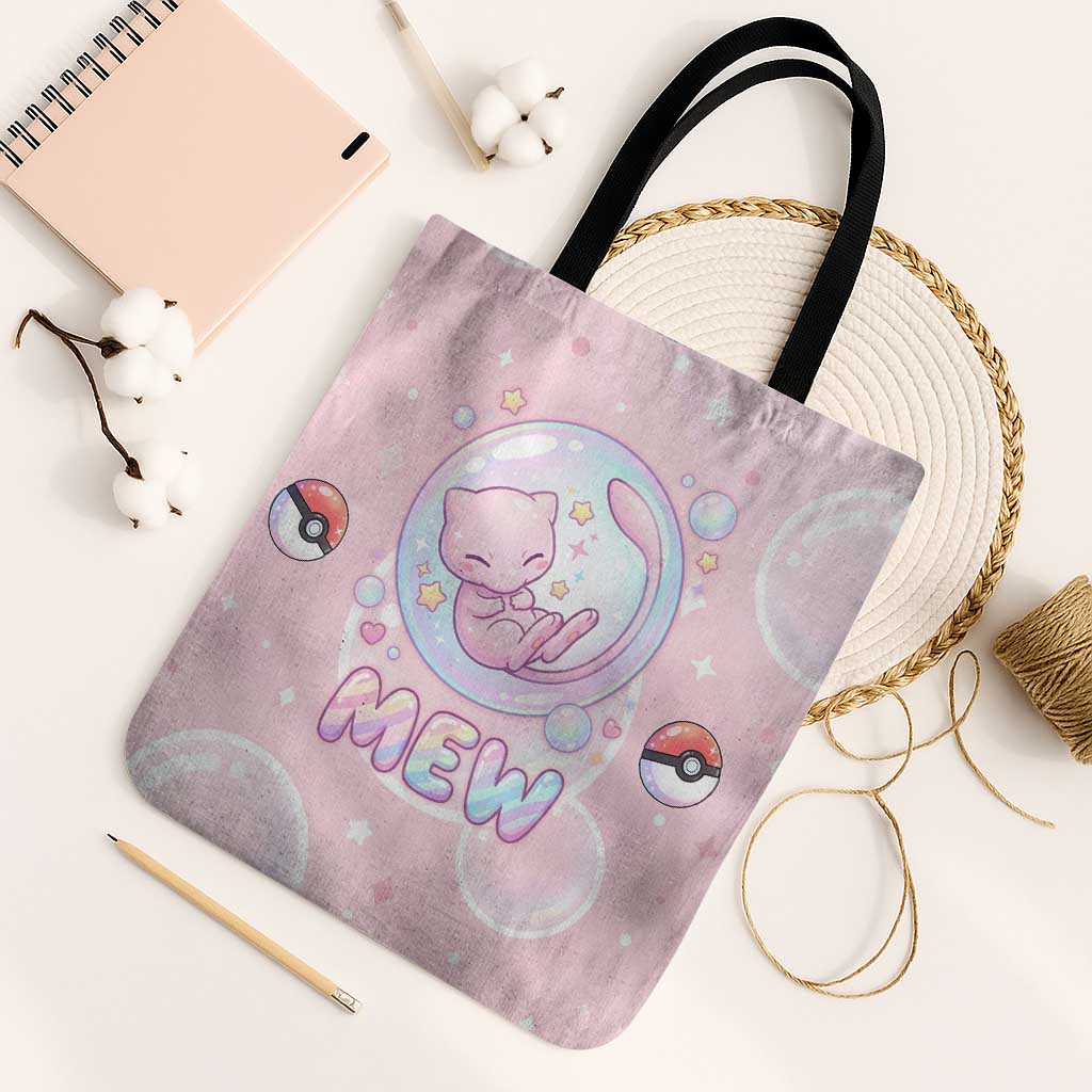 Mew Tote Bag Pastel Kawaii Bubble Art