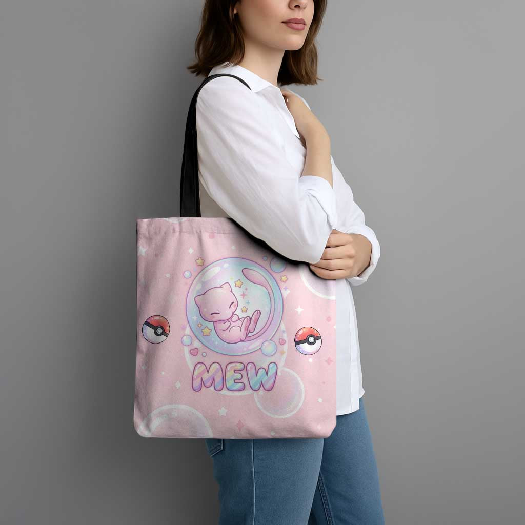 Mew Tote Bag Pastel Kawaii Bubble Art