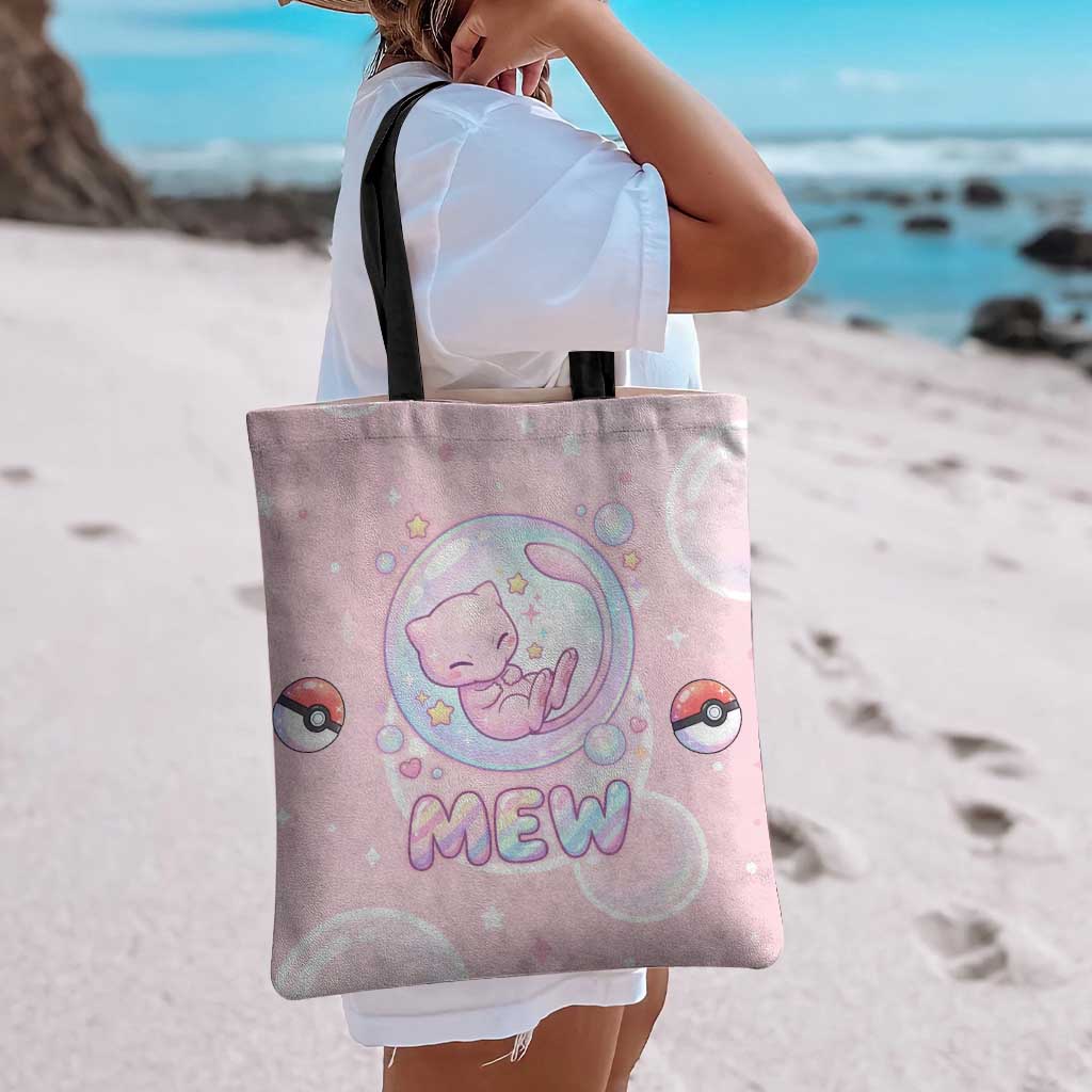 Mew Tote Bag Pastel Kawaii Bubble Art