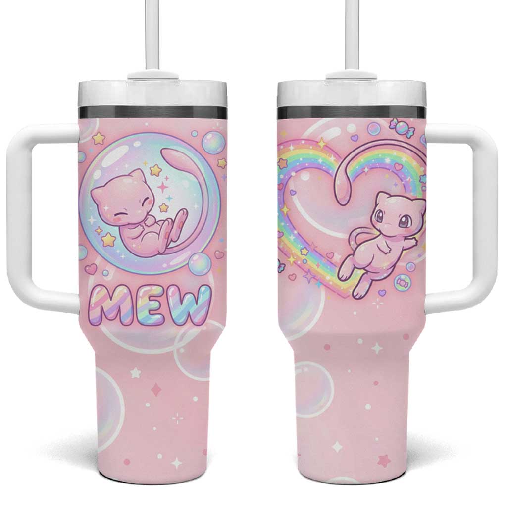 Mew Tumbler With Handle Pastel Kawaii Bubble Art